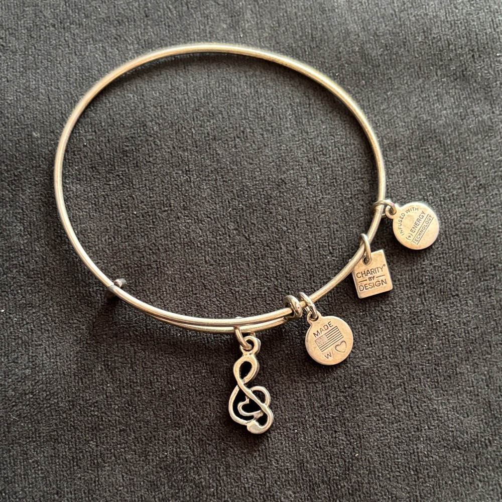 Alex and Ani Silver Music Charm Bangle Bracelet